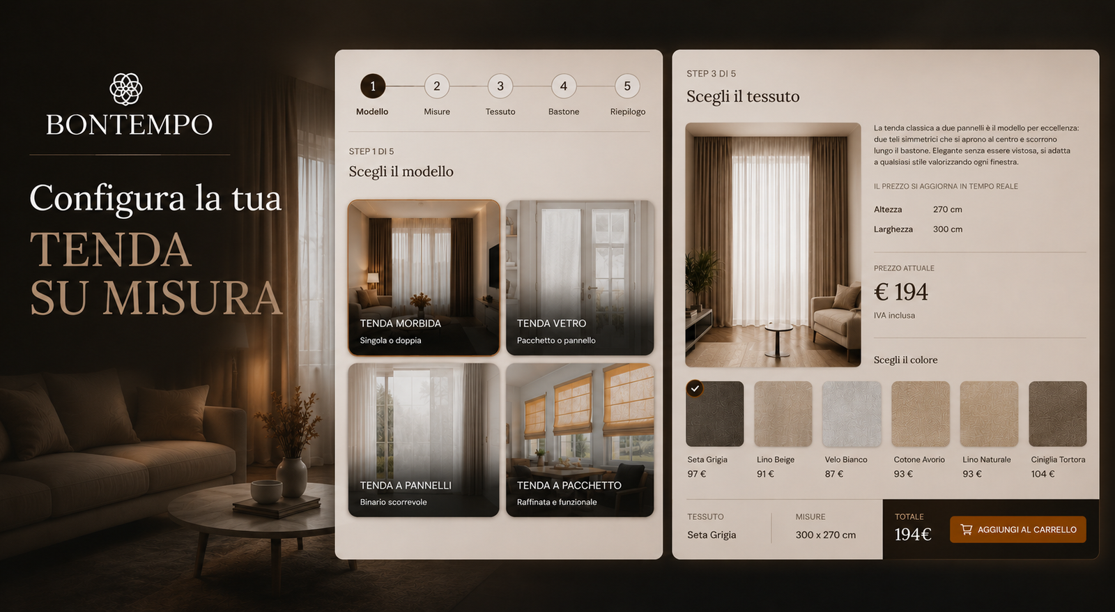 Configuratore prodotto a 5 step